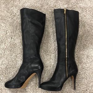 Vince Camuto Emilian Black Leather High Heel Boots